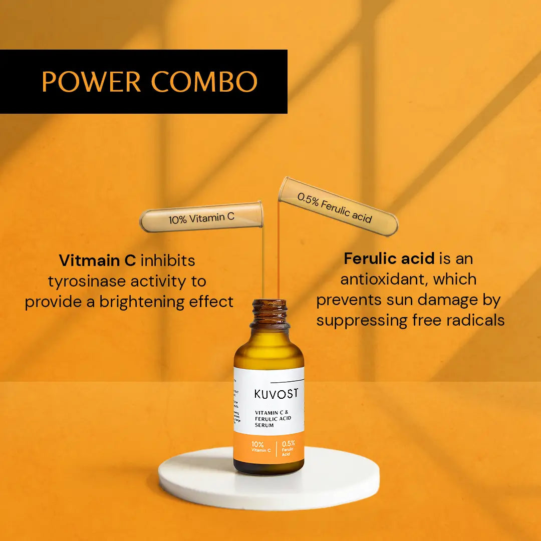 Kuvost® Vitamin C Serum For Face - 10% Vitamin C + 0.5 % Ferulic Acid